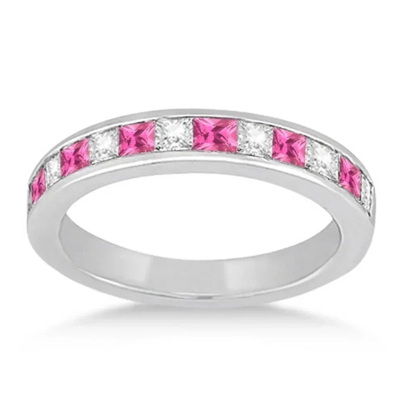 🍂 Attractive 925 Silver Plated Pink Cubic Zirconia Couple Ring, FB16FA10… - Picture 1 of 2